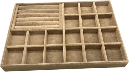 Bakü Model Süet Kahve Renk 34/24 cm Bölmeli-batırmalı Çekmece Içi Takı Standı