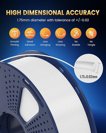 PLA+2.0 3 Boyutlu Yazıcı Filamenti, Yükseltme PLA+ 1,75 mm, Daha Sağlam ve Daha Güçlü, Düzgün Sargılı, Boyutsal Doğruluk +/- 0,02 mm, 1 KG Makara (2,2 lbs), Sarı