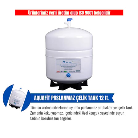 Su Arıtma Cihazı 12 Lt. Paslanmaz Metal Cihaz - Tank Vanası ve Tank Ayağı Hediyeli