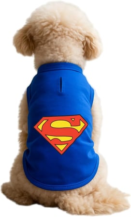 Kedi ve Köpek Kıyafeti &amp; Elbisesi Saks Mavi Superman Atlet XL