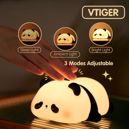 Panda Gece Lambası, LED Yumuşacık Sevimli Lamba, Çocuklar için Gece Lambası, Silikon Panda Işığı, Kısılabilir Kız Bebek Yatak Odası Gece Lambası, Emzirme Kreş Dekoru için Şarj Edilebilir