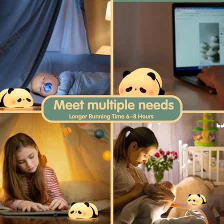 Panda Gece Lambası, LED Yumuşacık Sevimli Lamba, Çocuklar için Gece Lambası, Silikon Panda Işığı, Kısılabilir Kız Bebek Yatak Odası Gece Lambası, Emzirme Kreş Dekoru için Şarj Edilebilir