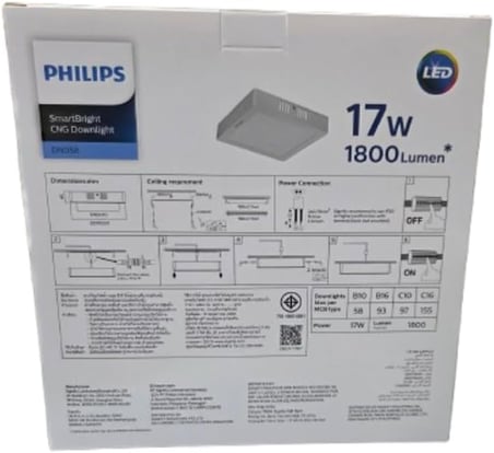 Philips Kare Tavan LED Lamba 17W 4000K Beyaz (Beyaz ile Sarı Arası IŞIK)2200 Lümen 22CM Plastik Gövde
