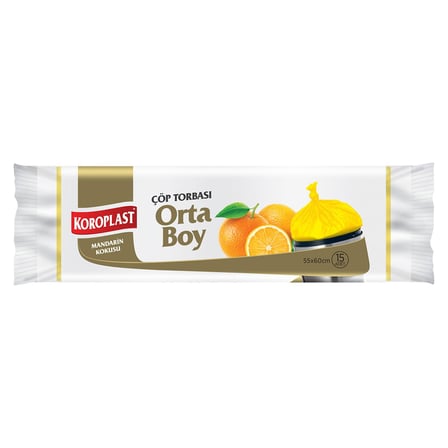 5 Adet Koroplast Mandarin Çöp Torbası Orta Boy 15Li