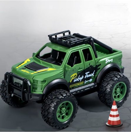 Oyuncak Araba Sürtmeli Büyük Tekerlekli 4x4 Off Road Jeep - Dayanıklı Arazi Aracı 13 Cm Yeşil