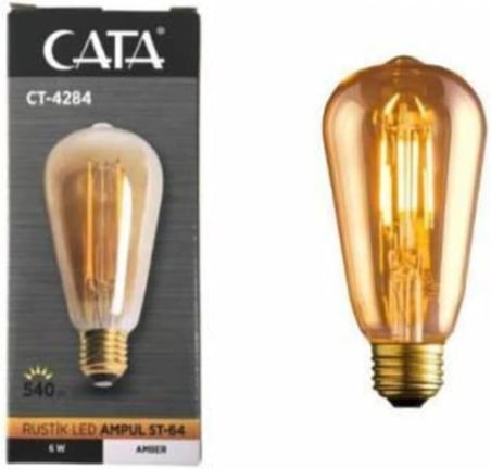 Ct-4284 6w Rustik Led Ampul E27 Duy Amber-turuncu Işık, KTA045
