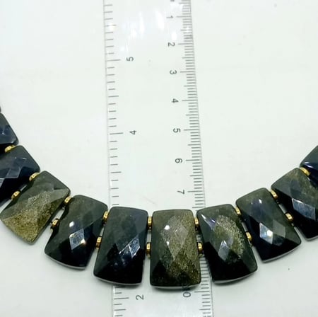  2914 Altın Obsidyen Hematit el yapımı kolye