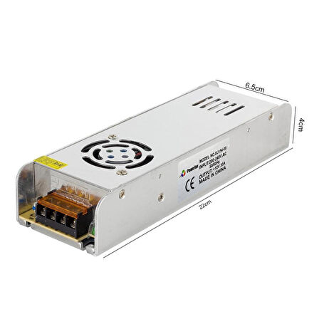 POWERLUX DJ154-08 Metal Kasa Adaptör Slim Fanlı 12 Volt 29 Amper