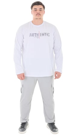 Erkek 115-155 Kilo Arası İçin Uygun Uzun Kol Bisiklet Yaka Mevsimlik Baskılı İnce Sweatshirt