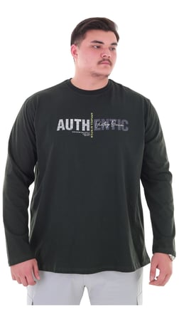 Erkek 115-155 Kilo Arası İçin Uygun Uzun Kol Bisiklet Yaka Mevsimlik Baskılı İnce Sweatshirt