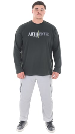 Erkek 115-155 Kilo Arası İçin Uygun Uzun Kol Bisiklet Yaka Mevsimlik Baskılı İnce Sweatshirt