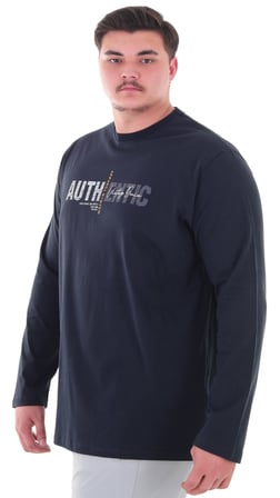 Erkek 115-155 Kilo Arası İçin Uygun Uzun Kol Bisiklet Yaka Mevsimlik Baskılı İnce Sweatshirt