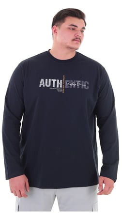 Erkek 115-155 Kilo Arası İçin Uygun Uzun Kol Bisiklet Yaka Mevsimlik Baskılı İnce Sweatshirt