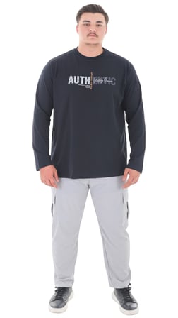 Erkek 115-155 Kilo Arası İçin Uygun Uzun Kol Bisiklet Yaka Mevsimlik Baskılı İnce Sweatshirt