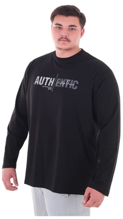 Erkek 115-155 Kilo Arası İçin Uygun Uzun Kol Bisiklet Yaka Mevsimlik Baskılı İnce Sweatshirt