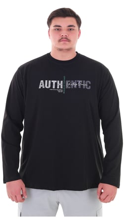 Erkek 115-155 Kilo Arası İçin Uygun Uzun Kol Bisiklet Yaka Mevsimlik Baskılı İnce Sweatshirt