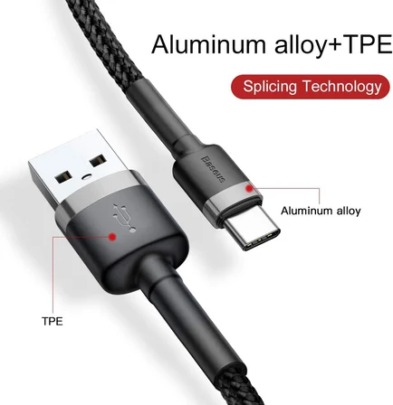 Cafule USB A to C Kbl 2A 3m-Gri+S