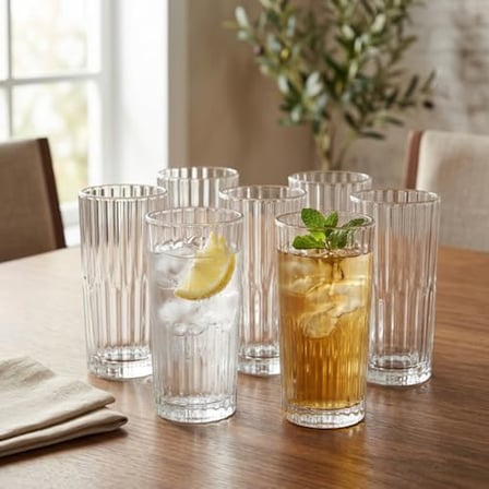 6'lı Kesme Desenli Cam Bardak Seti - Klasik Tasarım Su, Meşrubat ve İkram Bardağı Takımı (320 ml)