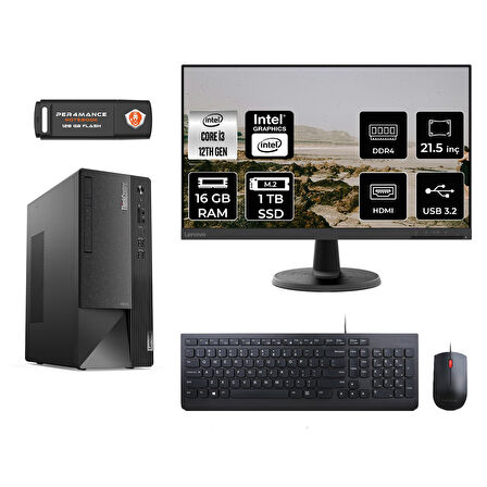 LENOVO Neo 50T M01ATXD013 i3 12100 16GB RAM 1TB SSD 21.5" FDOS MASAÜSTÜ PC