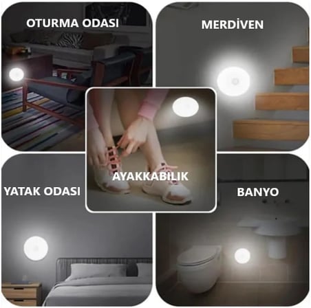 Harekete Duyarli Sensorlu Sarjli Miknatisli Gun İsik Led Mutfak, Banyo, Yatak Odasi Led İsik (6)