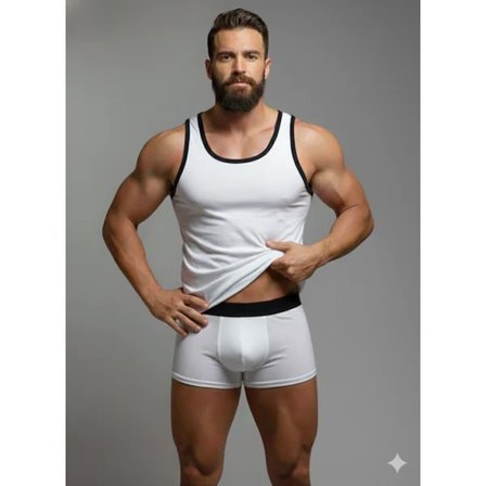 Modi Green Erkek Beyaz Tank Top Boxer Takım