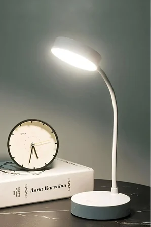 Şarjlı Dokunmatik Akrobat Masa Lambası – 12 LED'li Katlanabilir Kitap Okuma ve Çalışma Işığı, Beyaz Işık, Işıldak Modlu Taşınabilir Masa Üstü Lamba-Kitap Okuma Işığı