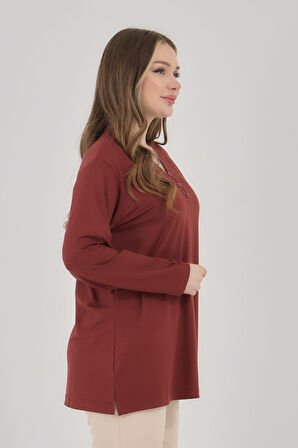 Kadın V Yaka Likralı Büyük Beden Orta Yaş Anne Penye Bluz