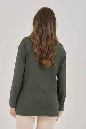 Kadın V Yaka Likralı Büyük Beden Orta Yaş Anne Penye Bluz