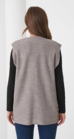 Kadın Anne Büyük Beden Fitilli Yün Triko Yelek