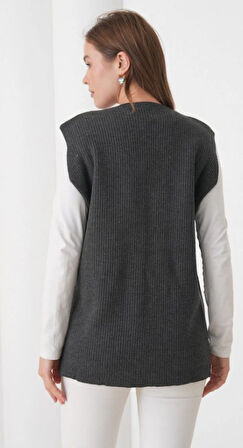 Kadın Anne Büyük Beden Fitilli Yün Triko Yelek