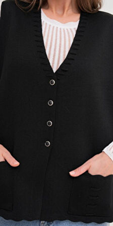 Kadın Anne Büyük Beden Triko Düz Model Yelek