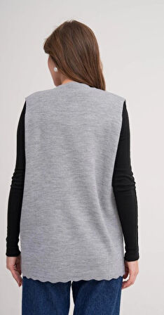 Kadın Anne Büyük Beden Triko Düz Model Yelek