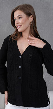 Kadın Anne Büyük Beden Zincir Çiçek Motifli Hırka