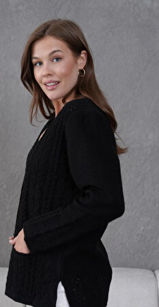 Kadın Anne Büyük Beden Zincir Çiçek Motifli Hırka