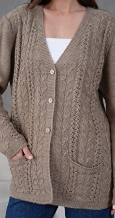 Kadın Anne Büyük Beden Zincir Çiçek Motifli Hırka