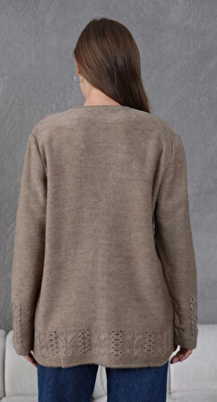 Kadın Anne Büyük Beden Zincir Çiçek Motifli Hırka