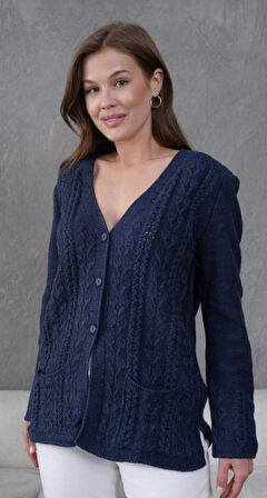 Kadın Anne Büyük Beden Zincir Çiçek Motifli Hırka