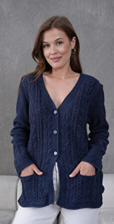 Kadın Anne Büyük Beden Zincir Çiçek Motifli Hırka