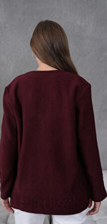 Kadın Anne Büyük Beden Zincir Çiçek Motifli Hırka