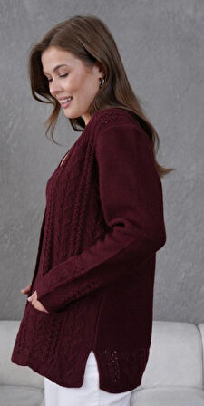 Kadın Anne Büyük Beden Zincir Çiçek Motifli Hırka