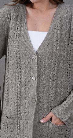 Kadın Anne Büyük Beden Zincir Çiçek Motifli Hırka