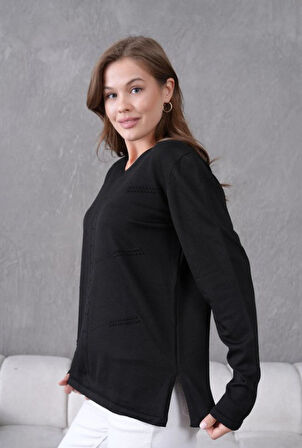 Kadın Yumuşak Dokulu V Yaka Triko Kazak