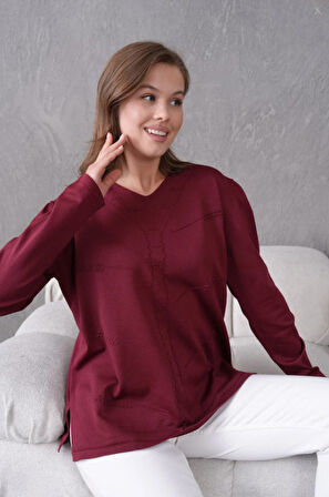 Kadın Yumuşak Dokulu V Yaka Triko Kazak