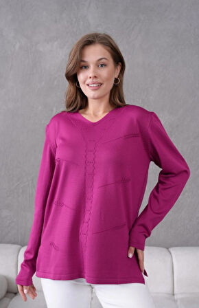 Kadın Yumuşak Dokulu V Yaka Triko Kazak