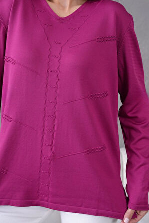 Kadın Yumuşak Dokulu V Yaka Triko Kazak