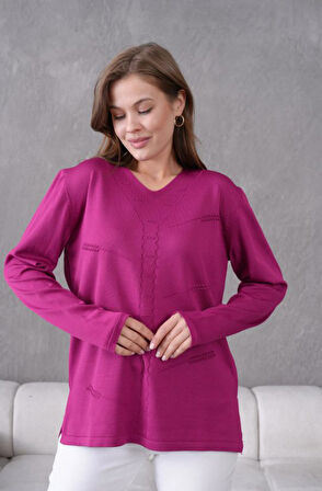 Kadın Yumuşak Dokulu V Yaka Triko Kazak