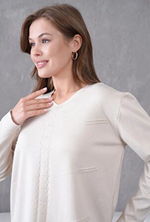 Kadın Yumuşak Dokulu V Yaka Triko Kazak