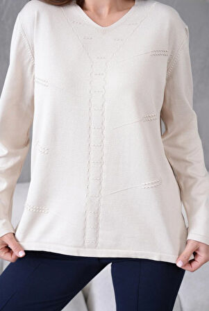 Kadın Yumuşak Dokulu V Yaka Triko Kazak