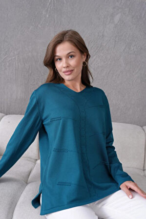 Kadın Yumuşak Dokulu V Yaka Triko Kazak