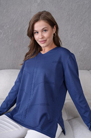 Kadın Anne Esnek Yumuşak Dokulu V Yaka İnce Triko Kazak